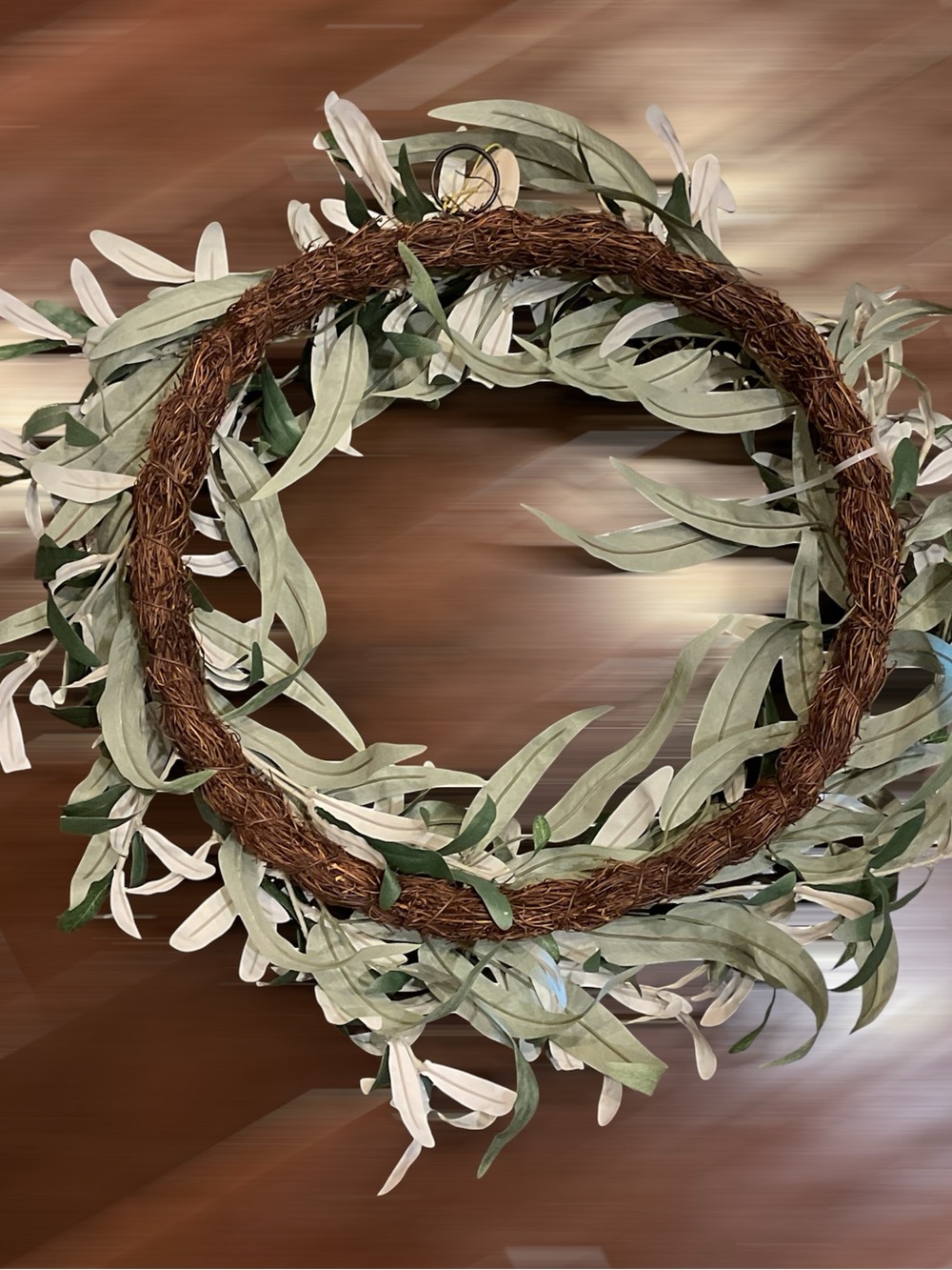 26” Faux Olive Leaf/Eucalyptus Green Wreath - Threshold - Picture 8 of 8